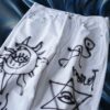 "Wall Paint" prophecy motif white baggy remake pants