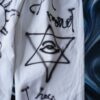 "Wall Paint" prophecy motif white baggy remake pants