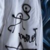 "Wall Paint" prophecy motif white baggy remake pants