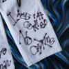 "Wall Paint" prophecy motif white baggy remake pants