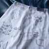 "Wall Paint" ancient motif white baggy remake pants
