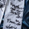 "Wall Paint" prophecy motif white baggy remake pants