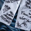 "Wall Paint" prophecy motif white baggy remake pants