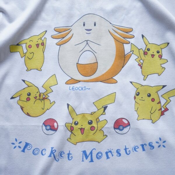 "謎のピカチュウ×ラッキー" vintage double side print tee