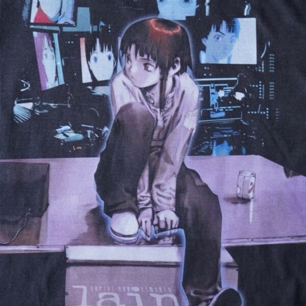 “serial experiments lain” Double Side Bootleg Print Tee