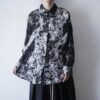"白と黒のマリアージュ系シースルー" flower pattern monotone see-through shirt