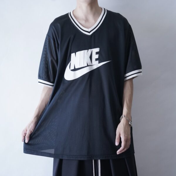 "NIKEでメッシュでデカめ" 90's NIKE oversized mesh ringer tee