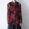 "モードど真ん中全力ストレート"  black × red flower graphic see-through shirt
