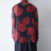 "モードど真ん中全力ストレート"  black × red flower graphic see-through shirt