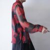 "モードど真ん中全力ストレート"  black × red flower graphic see-through shirt
