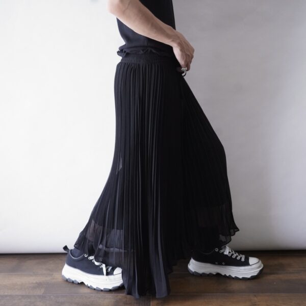 "プリーツタイプのシースルーレイヤー" wide hakama pants