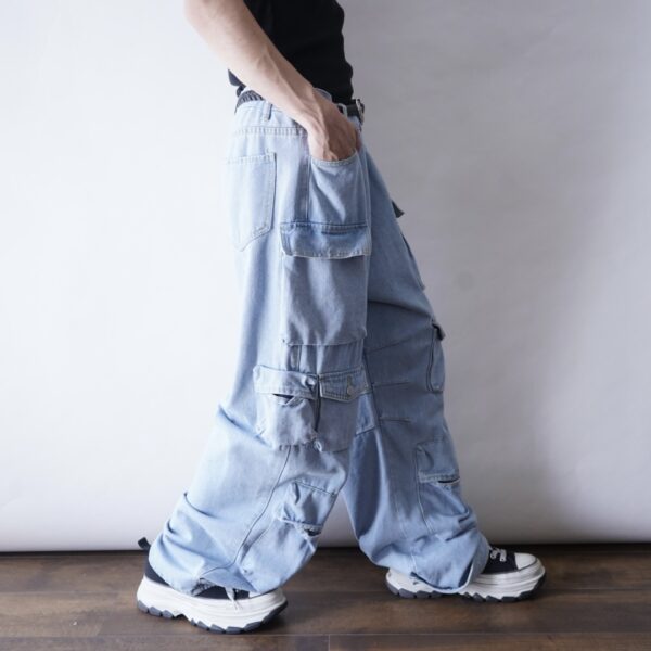 "店員が必ずカバン要らずと接客するヤツ" multi gimmick wide denim pants