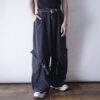 "ミニマルボンデージ" wide baggy black denim pants