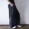 "ミニマルボンデージ" wide baggy black denim pants