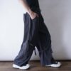 "ミニマルボンデージ" wide baggy black denim pants