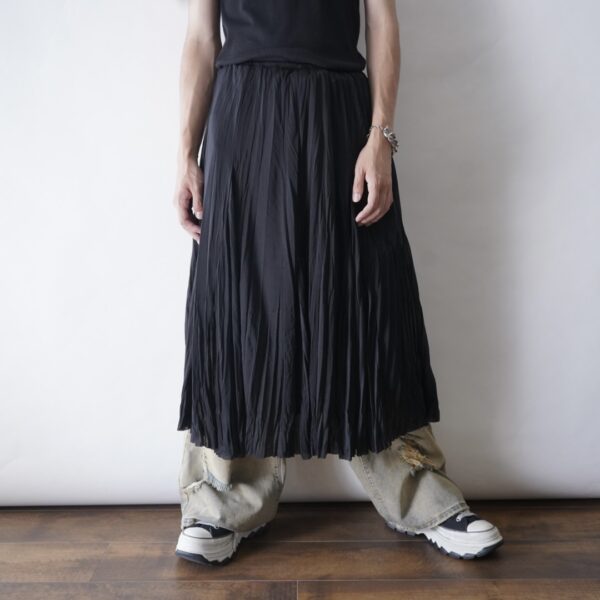 "無秩序プリーツの為せる技" flare semi long skirt