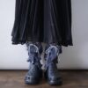 【Remake】Blue Gray × Glossy Silver Ribbon Loose Socks