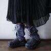 【Remake】Blue Gray × Glossy Silver Ribbon Loose Socks