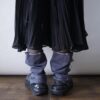 【Remake】Blue Gray × Glossy Silver Ribbon Loose Socks