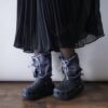 【Remake】Blue Gray × Glossy Silver Ribbon Loose Socks