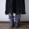 【Remake】Blue Gray × Glossy Silver Ribbon Loose Socks