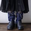 【Remake】Blue × Glossy Gray Ribbon Loose Socks