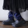 【Remake】Blue × Glossy Gray Ribbon Loose Socks
