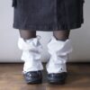 【Remake】White × Glossy Silver Ribbon Loose Socks