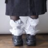 【Remake】White × Glossy Silver Ribbon Loose Socks