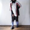 【Remake】Sax Blue × Glossy Black Ribbon Loose Socks