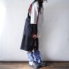 【Remake】Sax Blue × Glossy Black Ribbon Loose Socks