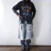 【Remake】Blue × Glossy Gray Ribbon Loose Socks