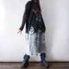 【Remake】Blue × Glossy Gray Ribbon Loose Socks
