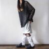 【Remake】White × Glossy Silver Ribbon Loose Socks