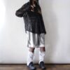 【Remake】White × Glossy Silver Ribbon Loose Socks