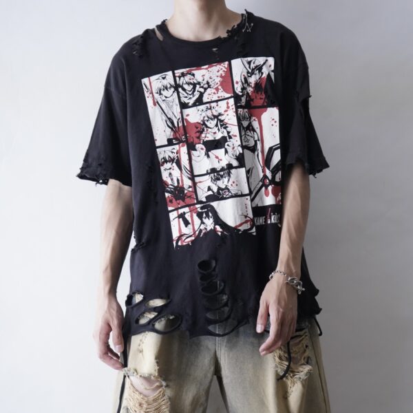 【Remake】"アカメが斬る! × Crush Punk Custom" Print T-shirt
