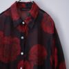 "モードど真ん中全力ストレート"  black × red flower graphic see-through shirt