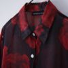 "モードど真ん中全力ストレート"  black × red flower graphic see-through shirt