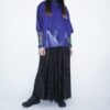【Remake】 "水墨画" deep blue satin shirt
