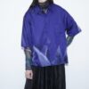 【Remake】 "水墨画" deep blue satin shirt
