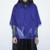 【Remake】 "水墨画" deep blue satin shirt