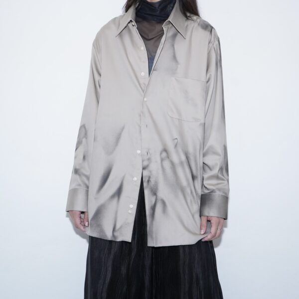 【Remake】 "水墨画" champagne satin shirt