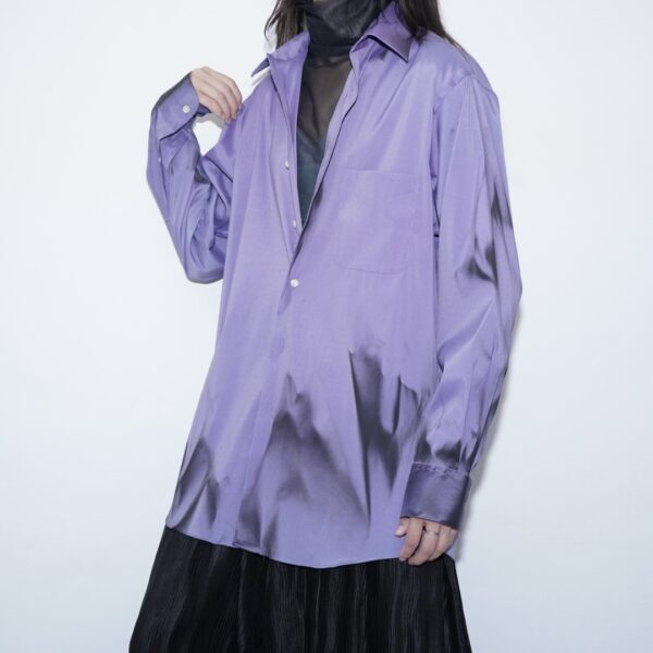 【Remake】 "水墨画" iridescent purple satin shirt