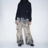 【Remake】"水墨画" crush baggy wide denim pants