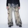【Remake】"水墨画" crush baggy wide denim pants