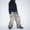 【Remake】"水墨画" crush baggy wide denim pants