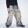 【Remake】"水墨画" crush baggy wide denim pants