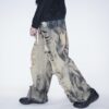 【Remake】"水墨画" crush baggy wide denim pants