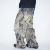 【Remake】"水墨画" crush baggy wide denim pants