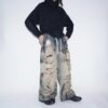 【Remake】"水墨画" crush baggy wide denim pants